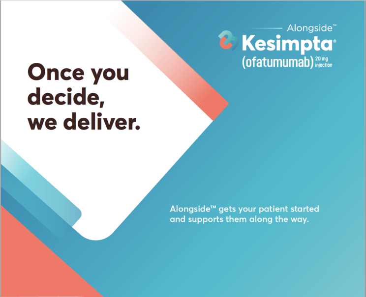 Image of alongside Kesimpta brochure; once you decide, we deliver.