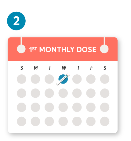 Take your first monthly maintenance dose on the 5th week.